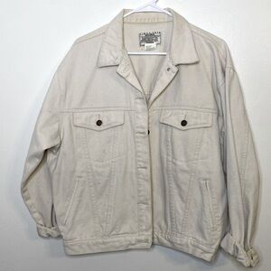Jordache Vintage Size Large Cream Denim Jacket